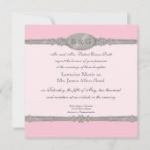 Invitation Argent Swirl Moire - Mariage officiel gris rose (Dos)