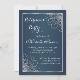 Invitation Argent tournoie sur minuit bleu Retraite Party