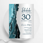 Invitation Argent Turquoise Agate Surprise 30e anniversaire<br><div class="desc">Turquoise et argent agate surprise 30e anniversaire invitation de fête. Design élégant et moderne avec aquarelle agate marbre arrière - plan,  faux parties scintillant argent et typographie script. Carte invitation branchée parfaite pour une célébration anniversaire féminine élégante. Invitations Zazzle imprimées ou téléchargement instantané modèle imprimable numérique.</div>