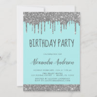 Argent Turquoise Bleu Étincelle Parties scintillan
