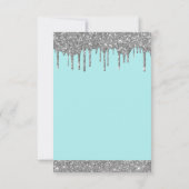 Invitation Argent Turquoise Bleu Étincelle Parties scintillan (Dos)
