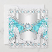 Invitation Argent turquoise talons hauts Perle blanche Annive (Dos)