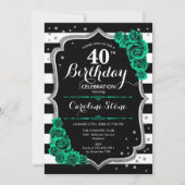 Invitation Argent vert Grandes noires et blanches 40e anniver (Devant)