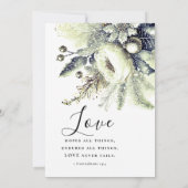 Invitation Argent vert hiver Floral Mariage chrétien Bible (Dos)