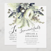 Invitation Argent vert hiver Floral Mariage chrétien Bible (Devant / Derrière)