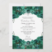 Invitation Argent vert Tiara Mis Quince Anniversaire Floral (Dos)