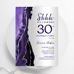 Invitation Argent violet Agate Surprise 30e anniversaire<br><div class="desc">Agate violet et argent surprise 30e anniversaire invitation de fête. Design élégant et moderne avec aquarelle agate marbre arrière - plan,  faux parties scintillant argent et typographie script. Carte invitation branchée parfaite pour une célébration anniversaire féminine élégante. Invitations Zazzle imprimées ou téléchargement instantané modèle imprimable numérique.</div>