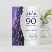 Invitation Argent violet Agate Surprise 90e anniversaire (Debout devant)