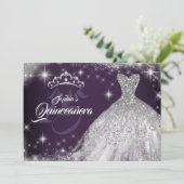 Invitation Argent Violet Dentelle Diamond Gown Tiara Quincean (Debout devant)