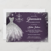Invitation Argent Violet Dentelle Diamond Gown Tiara Quincean (Dos)