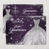 Invitation Argent Violet Dentelle Diamond Gown Tiara Quincean (Devant / Derrière)