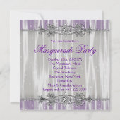 Invitation Argent Violet Étincelles Purple Masquerade Party (Dos)