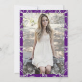 Invitation Argent violet Floral Photo SURPRISE Sweet 16 (Dos)