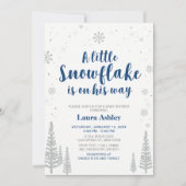 Invitation Argent Winter Wonderland, Baby shower Garçon/Sprin (Devant)