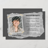 Invitation argenté de fête de remise des diplômes (Devant / Derrière)