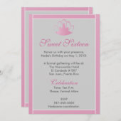 Invitation argentée blanche rose de diadème de (Devant / Derrière)