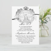 Invitation argentée d'anniversaire de Quinceanera (Debout devant)