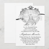 Invitation argentée d'anniversaire de Quinceanera (Devant / Derrière)