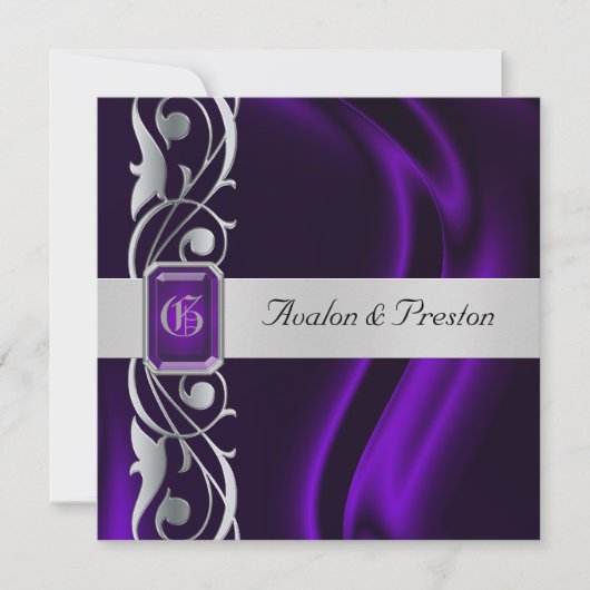 Invitation argentée en soie pourpre de perle de (Devant)