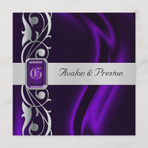 Invitation argentée en soie pourpre de perle de