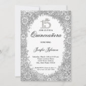 Invitation argentée pailletée pour Quinceanera d'h (Devant)