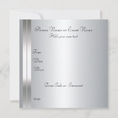Invitation argentée pour fête d'anniversaire (Dos)
