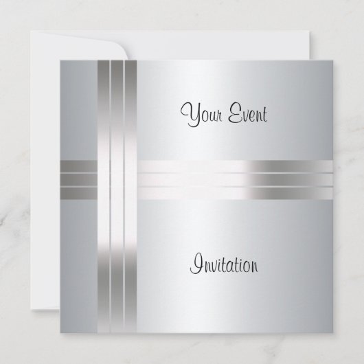 Invitation argentée pour fête d'anniversaire (Devant)