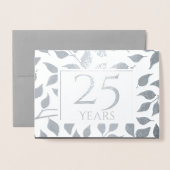 Invitation argentée pour les 25 ans de mariage (Devant avec enveloppe)