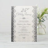 Invitation argentée pour les 25 ans de mariage (Debout devant)