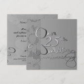Invitation argentée pour "nos 25 ans de mariage" (Devant / Derrière)