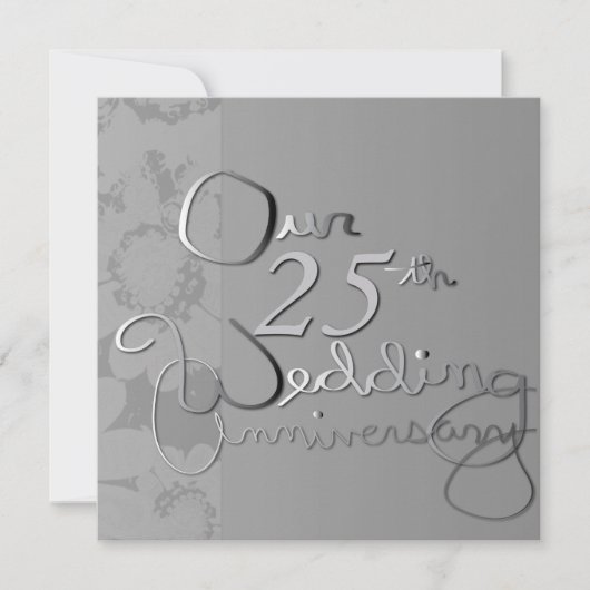 Invitation argentée pour "nos 25 ans de mariage" (Devant)