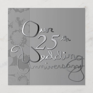 Invitation argentée pour "nos 25 ans de mariage"