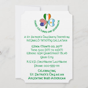 Invitation Argentine Irlande États-Unis Shamrock Drapeau 