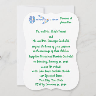 Invitation Argentine Rose Flag Personalized Wedding
