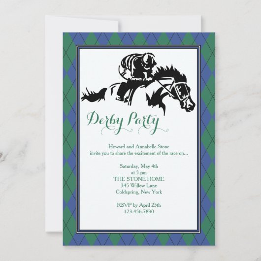 Invitation Argyle 2 pour courses de chevaux (Devant)