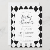 Invitation Argyle noir et blanc diamant unisexe (Devant)