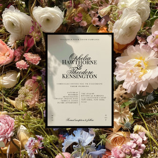Invitation Aria | Mariage Classique Minimaliste Noir et Beige