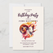 Invitation Aries Aquarelle Ram Zodiac Thème Anniversaire Fête (Devant)