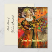 Invitation Aries Orange Woman : Collage d'art antique gothiqu (Devant / Derrière)