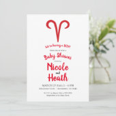 Invitation ARIES Ram Red Astrologie Zodiac Spring Baby shower (Debout devant)