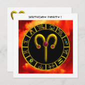 Invitation ARIES RUBY cercle, jaune vif rouge orange blanc (Devant / Derrière)