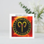 Invitation ARIES RUBY cercle, jaune vif rouge orange blanc (Debout devant)