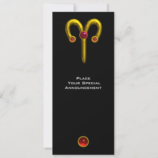 Invitation ARIES RUBY, jaune vif noir rouge (Dos)