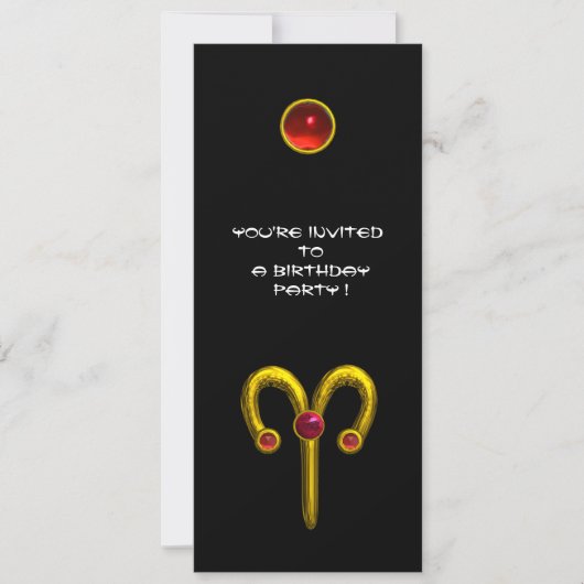 Invitation ARIES RUBY, jaune vif noir rouge (Devant)