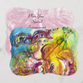 Invitation ARLECCHINA VIOLINIST Mardi Gras Masquerade Party (Devant / Derrière)