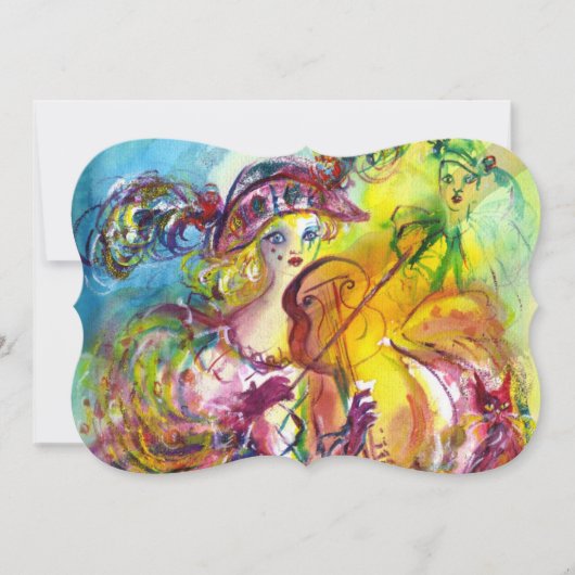 Invitation ARLECCHINA VIOLINIST Mardi Gras Masquerade Party (Devant)