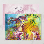 Invitation ARLECCHINA VIOLONISTE Bal Masqué Mardi Gras (Devant / Derrière)