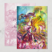 Invitation ARLECCHINA VIOLONISTE  Fête du Mardi Gras en Masqu (Devant / Derrière)