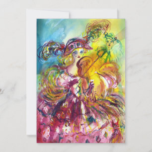 Invitation ARLECCHINA VIOLONISTE  Fête du Mardi Gras en Masqu