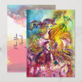 Invitation ARLECCHINA VIOLONISTE  Fête masquée du Mardi Gras (Devant / Derrière)